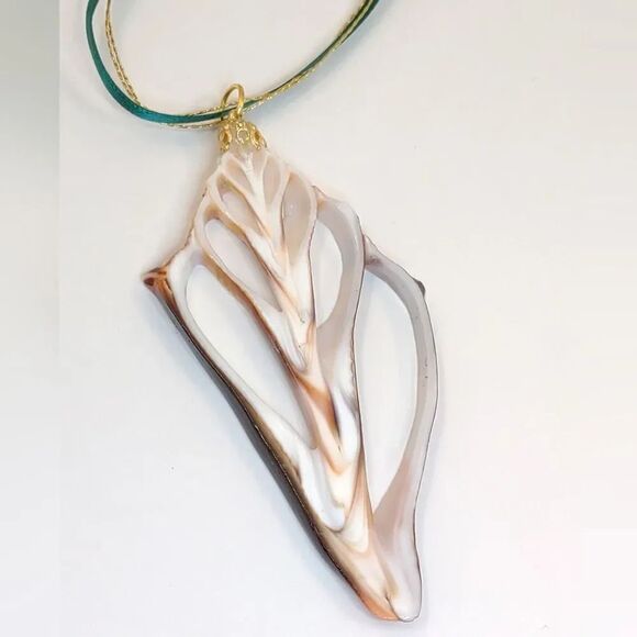 Seashell Conch Slice Glitter Sealed Gift Tag Handmade - Picture 6 of 12